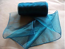 Textil - organzová stuha 11cm/ petrolej - 172219